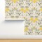Yellow Butterfly Damask Olive Lemon Botanical Italy Pastel Colors Mediterranean Tree Large Scale Citrus Moth Insects Custom Pre-pasted Wallpaper by Spoonflower Pre-Pasted Wallpaper 2FT Wide